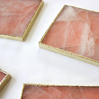 Rose Quartz Agate - Set of 4 Large Square Coasters | Personalised Momentos