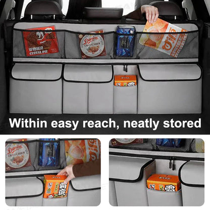 9-Pocket Car Seat Back Organizer Wear-Resistant Oxford Cloth Gray